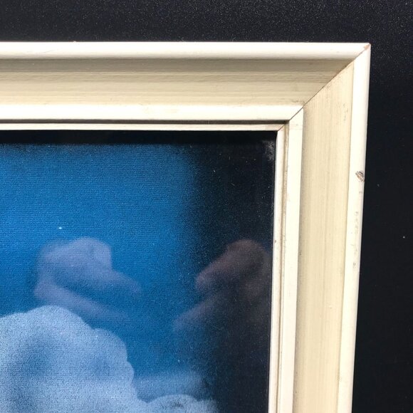 Vintage Framed Velvet Painting of Japanese Landscape with Mt. Fuji, Pagodas, Bri - Picture 3 of 4